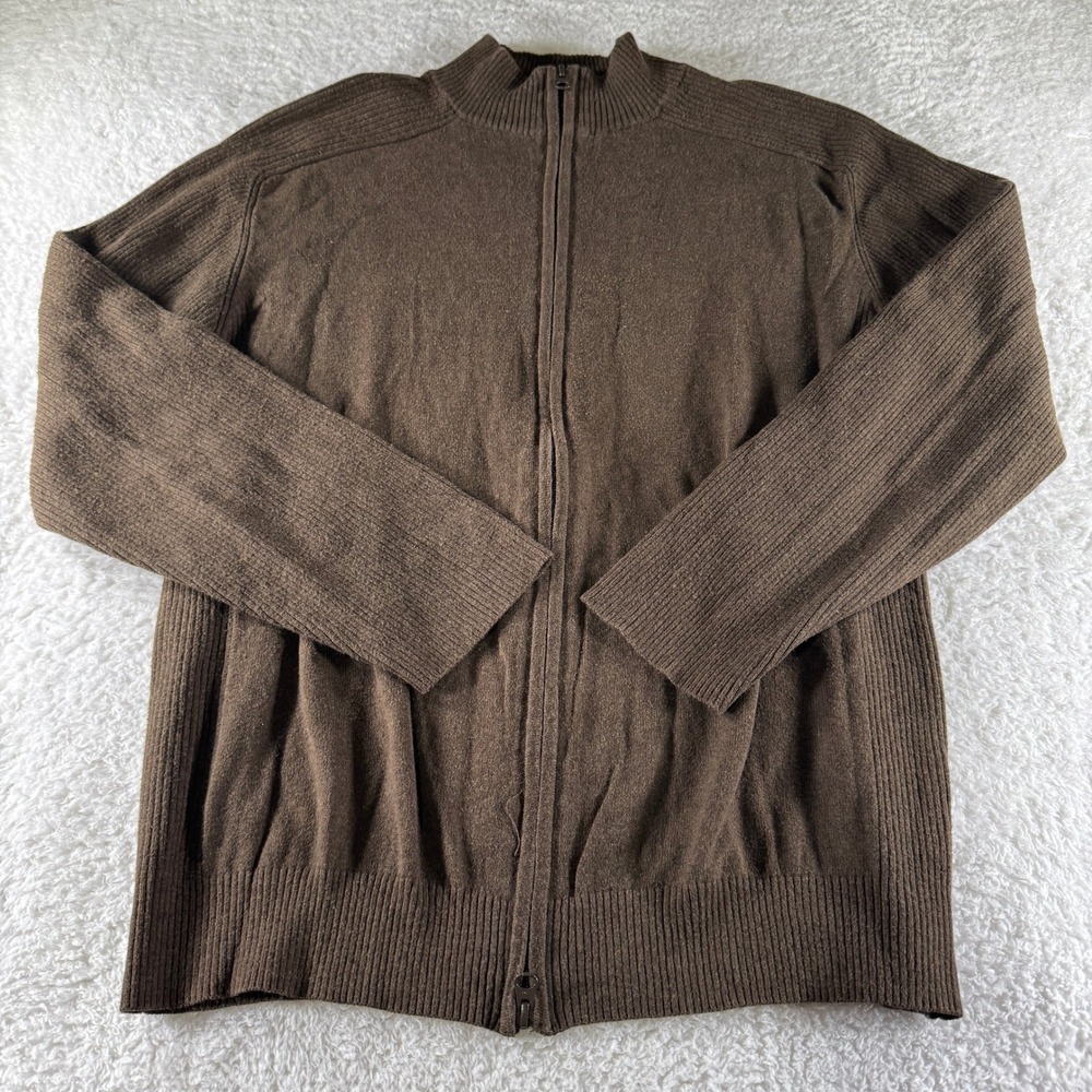 Woolrich Full Zip Sweater Brown Long Sleeve Mens Size Large Soft Sweatshirt Warm